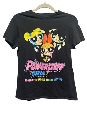 Powerpuff Girls Black Graphic Tee - Girls Short Sleeve Crewneck